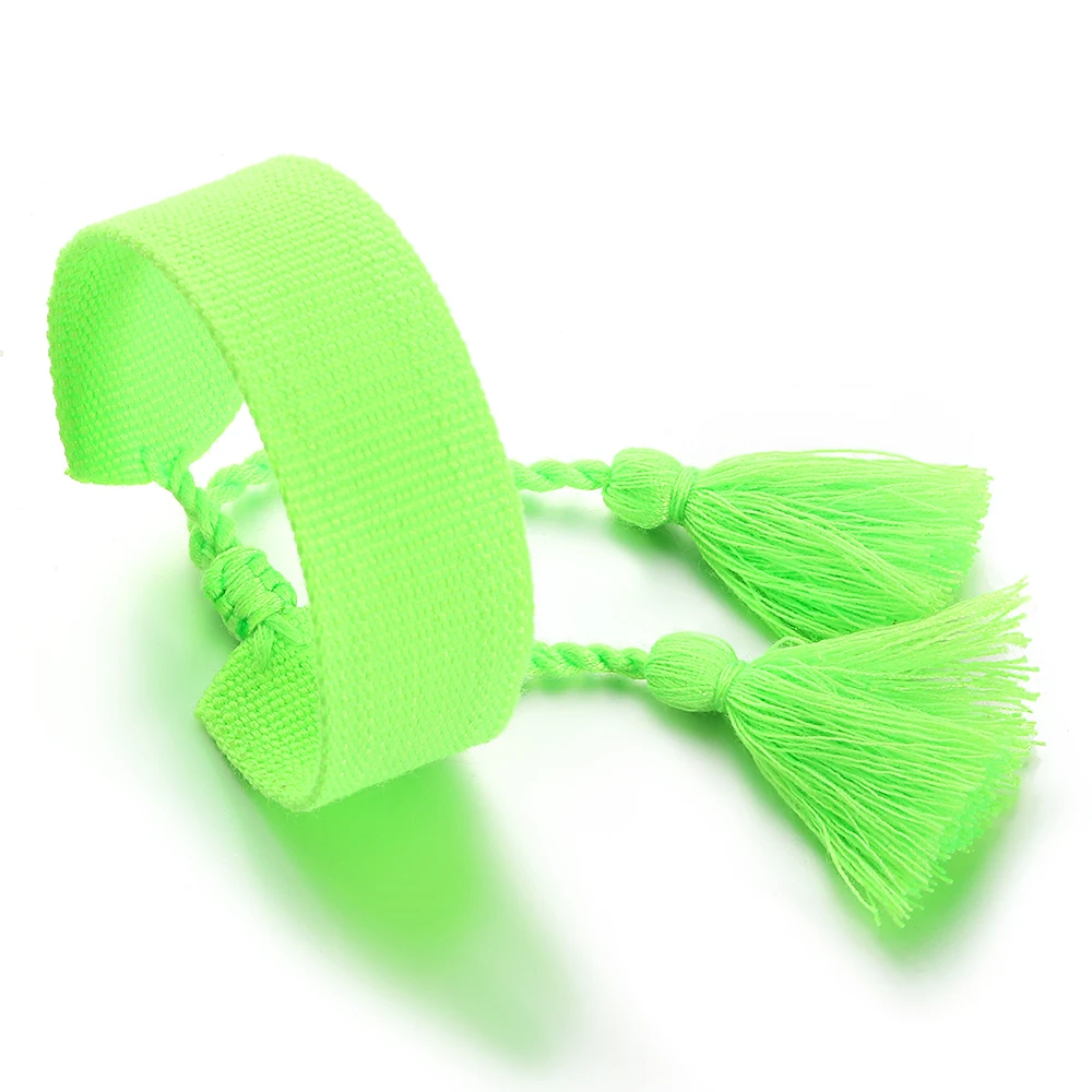 AENSOA Plain Yarn-dyed Wrist Strap Multi-color Design Bracelet Women Simple Knit Fashion Handmade Adjustable Tassels Bracelet
