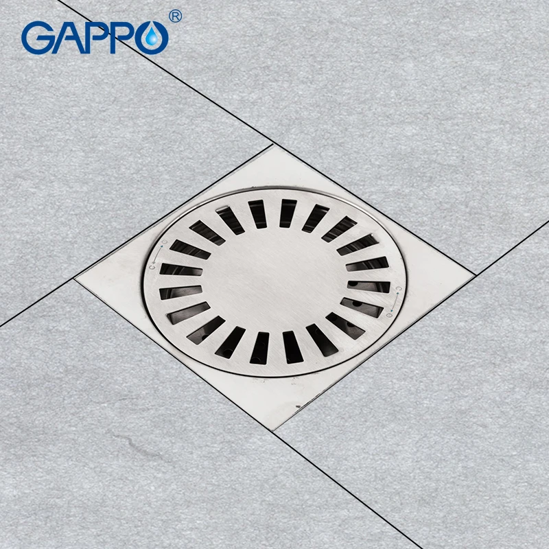 GAPPO Stainless Steel Floor Drains Square Shower Grate Waste Tile Insert Square Floor Waste Drain Bathroom Accessories Y85525