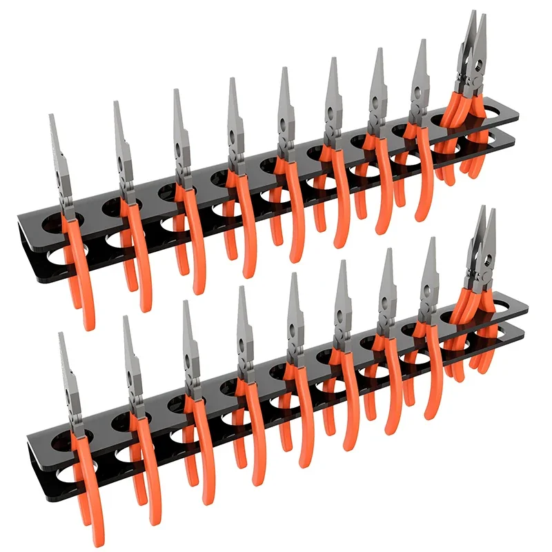 1pc/2pcs Screwdriver Organizer Rack Metal Hand Tool Wall-mounted 14-hole Hardware Tool Storage for Hex Cross Screw Driver Tools