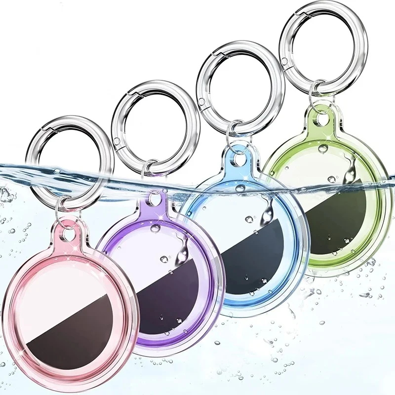 Waterproof Clear Cover For Air tags Keychain Holder Silicone Full Cover Transparent Soft TPU For Apple AirTag GPS Locator Case