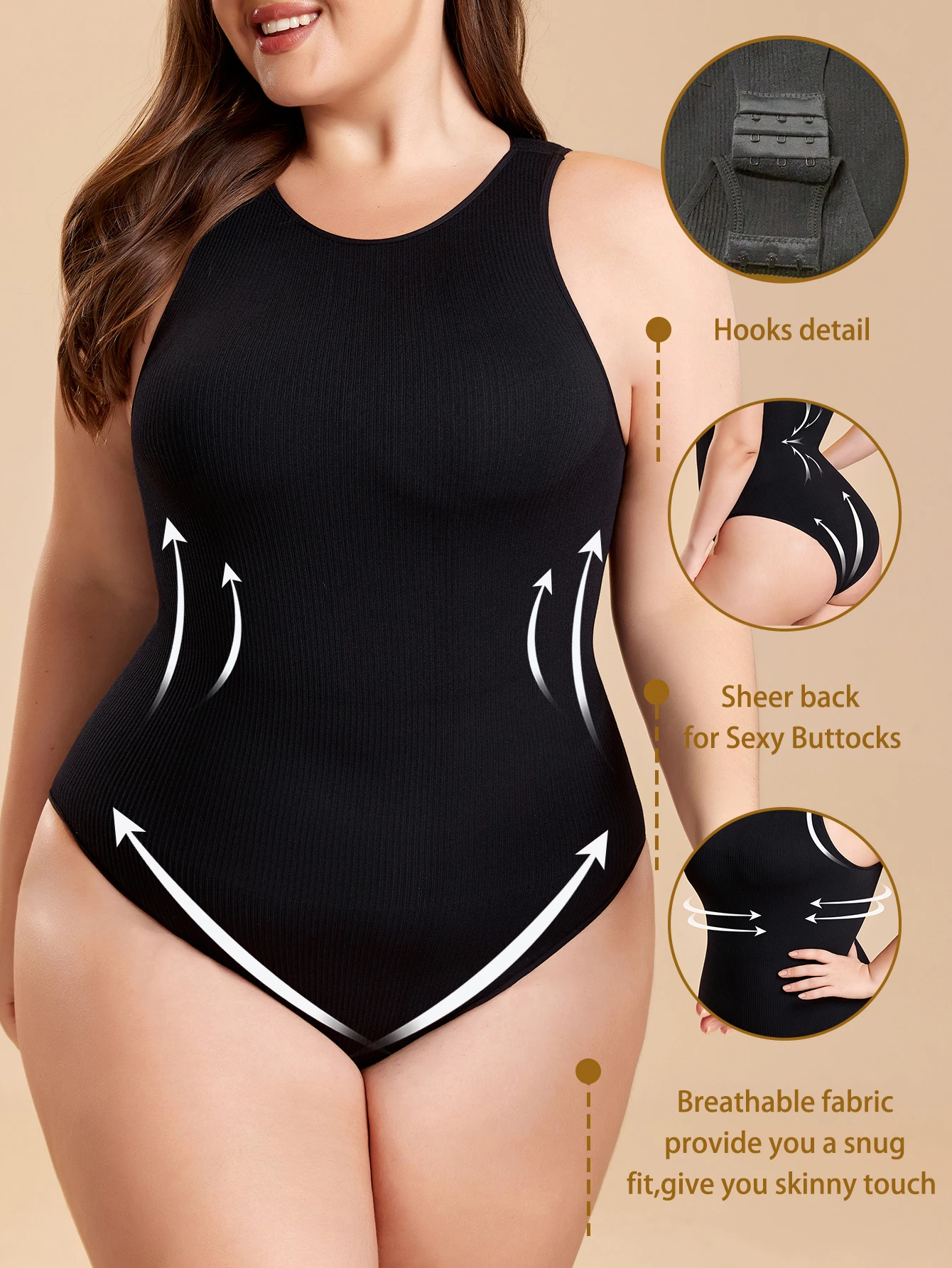 Women's large size one-piece Shapewear belly lift hip girdle back elastic comfortable seamless underwear