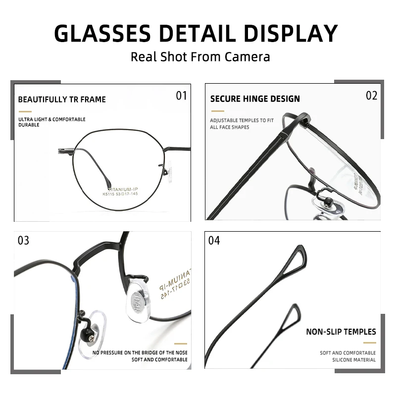 BLMUSA Vintage Progressive Reading Glasses for Men Anti Blue Ray Photochromic Glasses Pure Titanium Prescriptio Optical Glasses