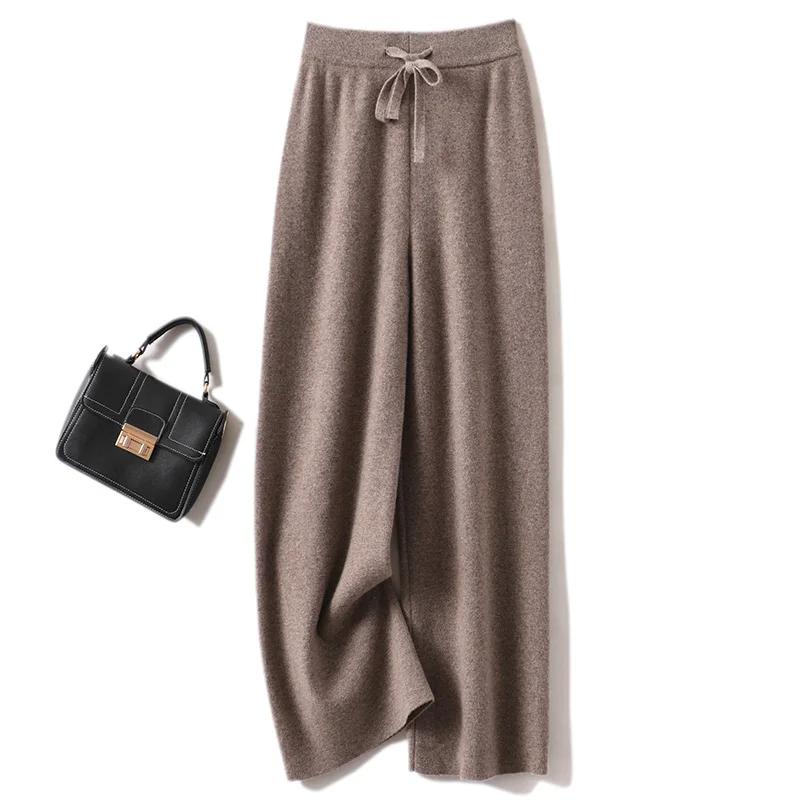 Cashmere Wide Leg Pants Knitted Thickened Wool Pants Casual Pants  Autumn and Winter New Slimming Sports Pants