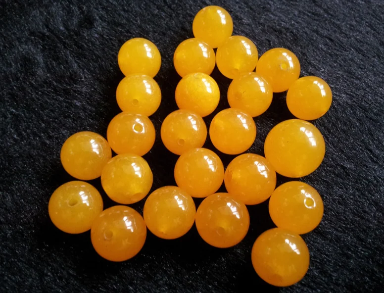 30 pcs Huanglong Jade Round Beads Loose Beads Jade Bead Accessories