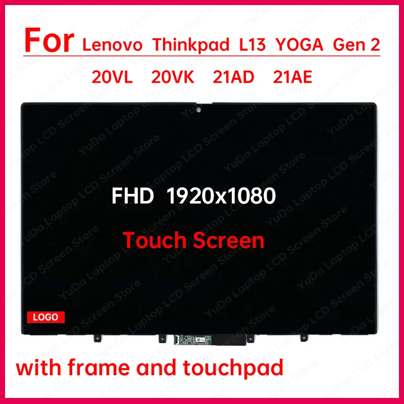 

13,3-дюймовый сенсорный экран для Lenovo ThinkPad L13 Yoga Gen 2 Type 20VL 20VK 21AD 21AE ЖК-дигитайзер + с заменой рамки в сборе