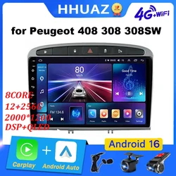 Android 16 for Peugeot 408 for Peugeot 308 308SW 2010 - 2016 Car Radio Multimedia Player Carplay Head Unit GPS Navigation Stereo