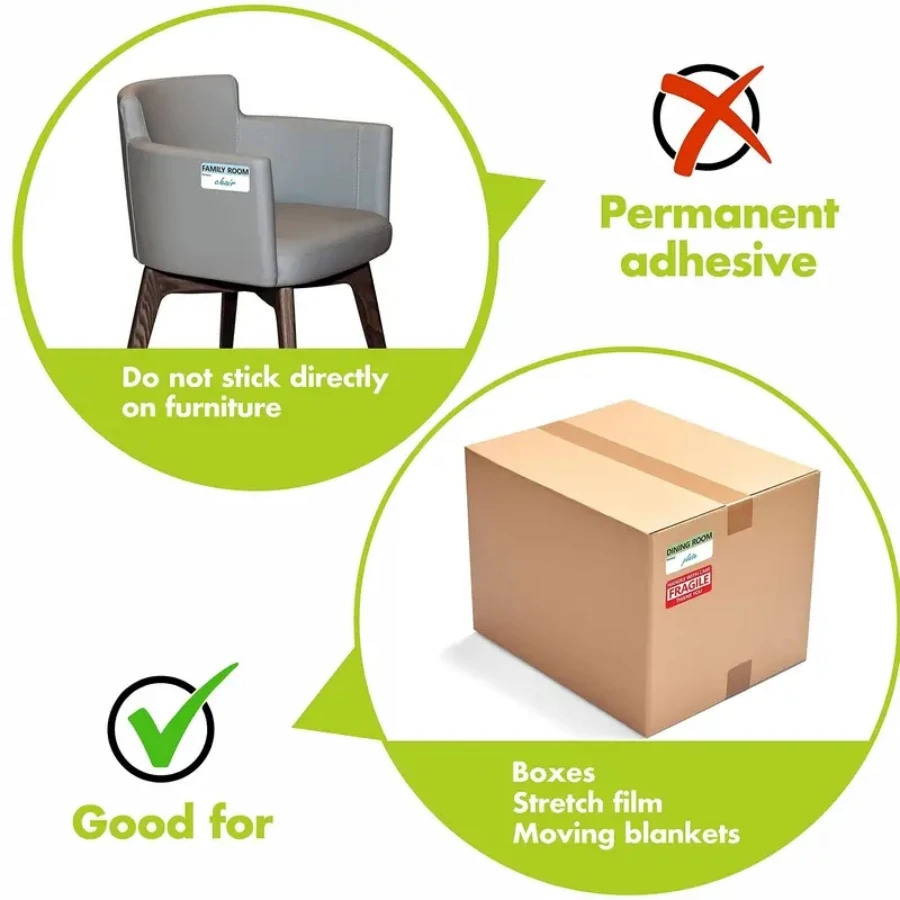 5 Blatt/100 stücke 20 Designs vor gedruckte farb codierte Home Moving Packaging Box Etiketten mit beschreibbaren Note Bereich.