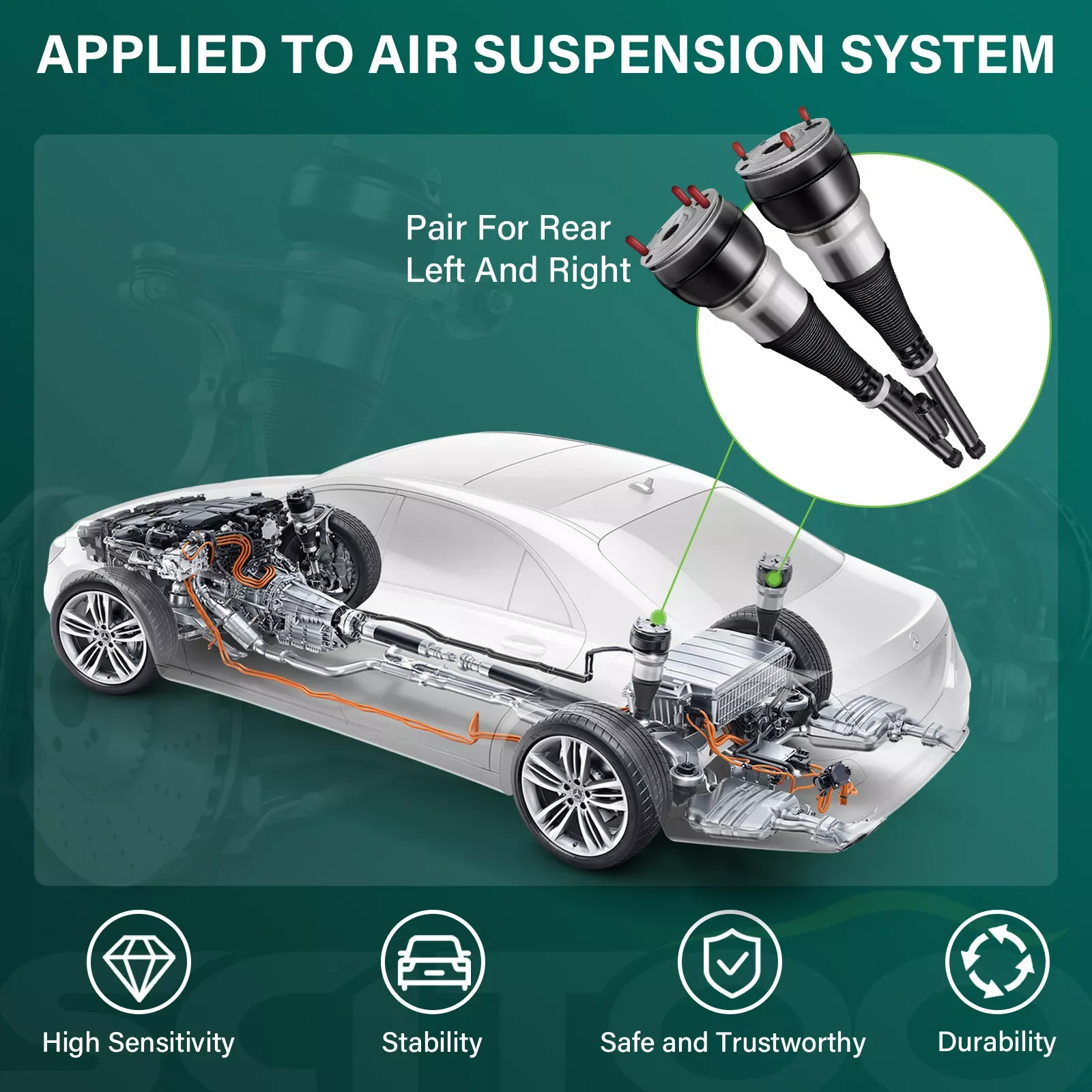 Rear Pair Air Suspension Strut For Mercedes W222 S550 S400 S450 S500 S600 13-20