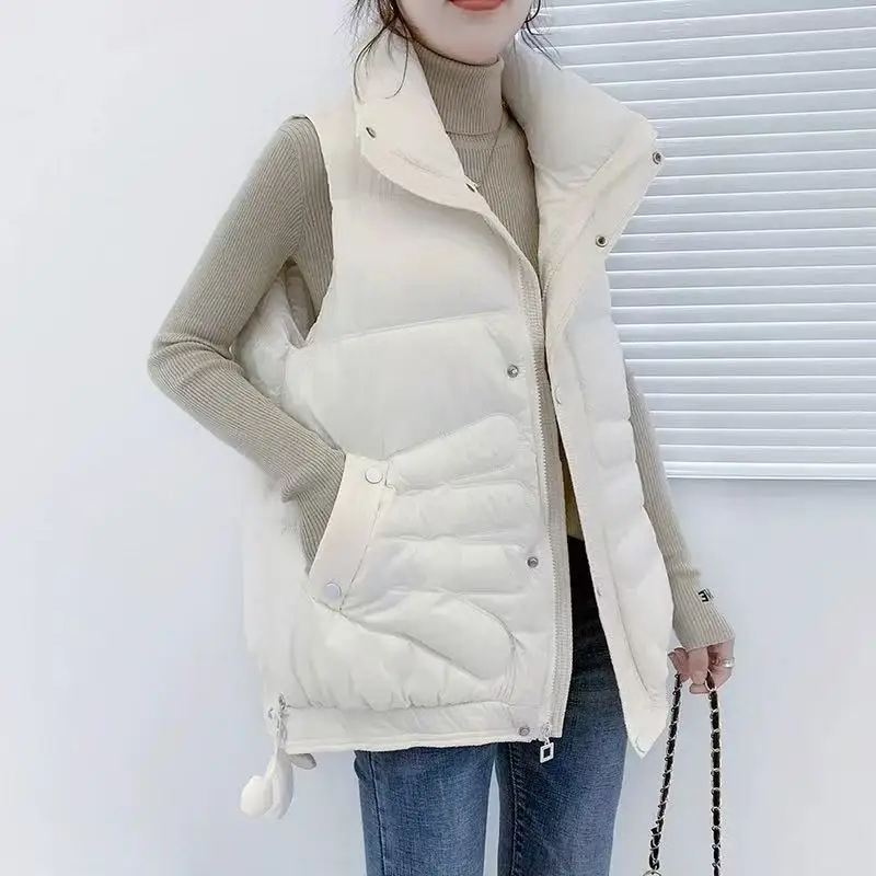 

Women's Cotton Vest 2025 Autumn Winter Sleeveless Short Jacket Loose Warm Waistcoat Ladies Coat Female Black Outerwear