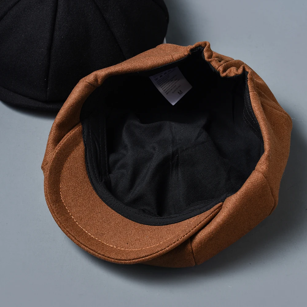 Wool 8 panels Black Camel Newsboy Cap For Men Spring Autumn Classic Octagonal Hat Flat Caps Women Beret Hat Dropshipping NZ252