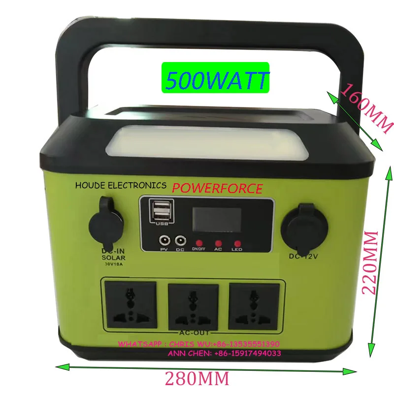 Portable Power Station 500W 300Wh LFP Battery 300Wh 810000mAh Outdoor Solar Generator for Outdoor Camping Home Backup