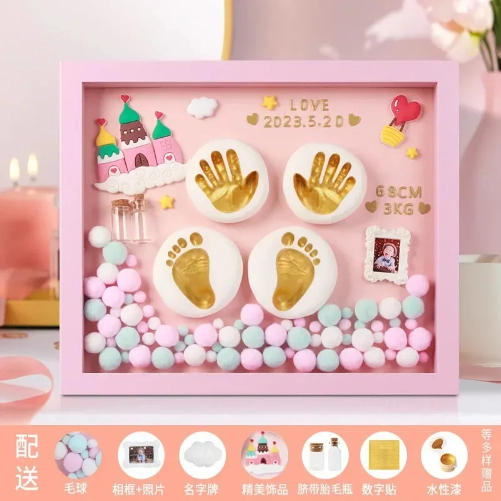Baby Handprint Kit Footprint Pad Newborn Photo Frame Keepsake Mold Imprint Memory 100 Days First Birthday Hand Footprint Makers