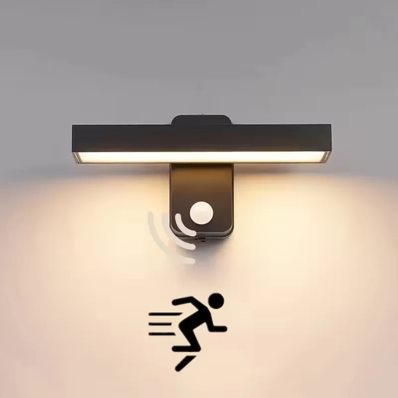 Motion Sensor Rotatable Wall Lamp IP65 Waterproof Outdoor Wall Light Aluminium Villa Entrance Courtyard Porch Garden Lighting
