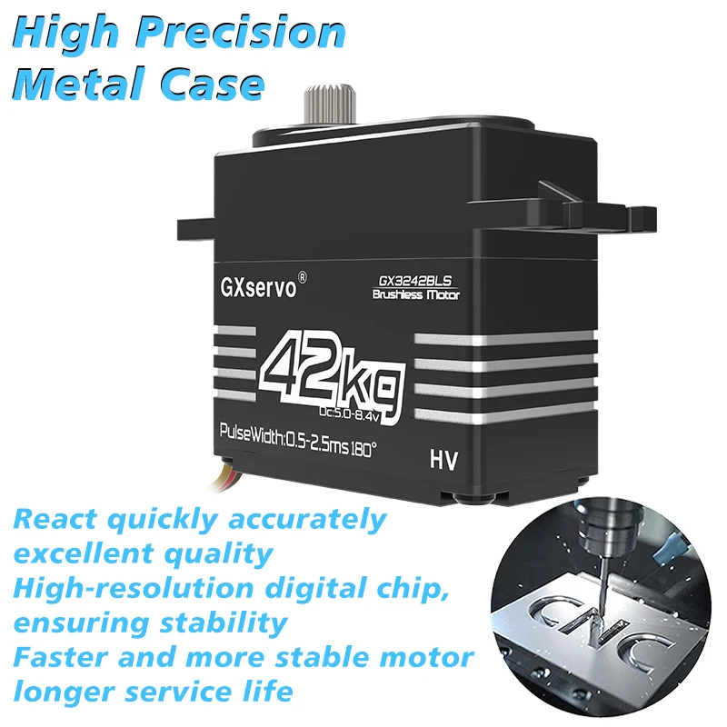GXservo 42KG PWM Brushless Servos high voltage Metal Gear Digital Servo For 1/8 1/10 Scale RC Car Servos Motor