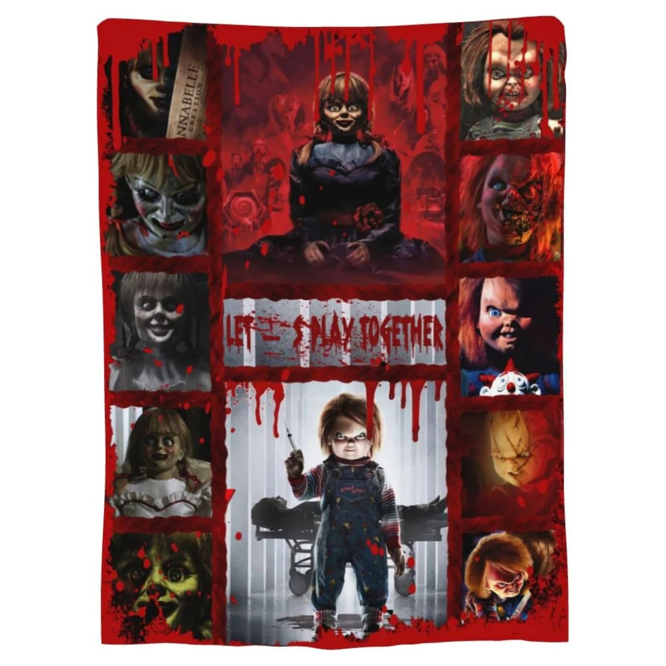 Horror movie blanket, curled up on the blanket playing horror movies, Halloween party decoration bed, sofa, sofa,bedroom blanket