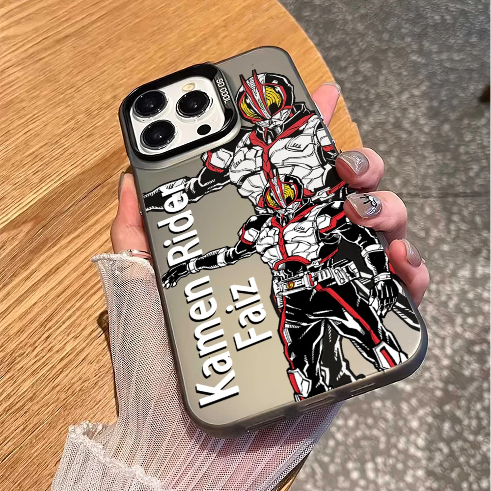 Bilibili K-Kamen R-Rider Phone Case For iPhone 16 12 13 14 15 Pro Max Plus Color Electroplated Silver IMD Laser Cover