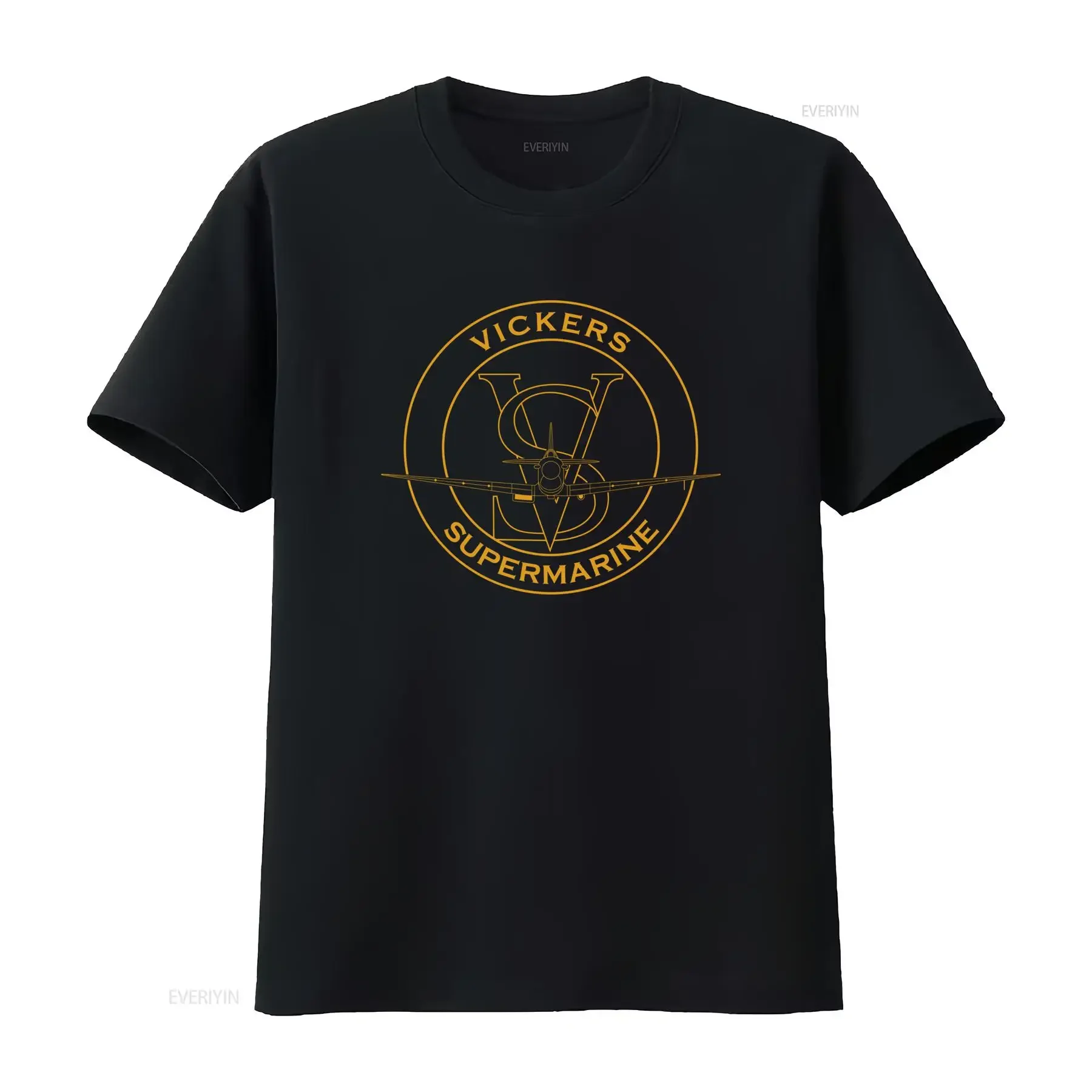 Vickers Supermarine Brand T Shirt with Logo Design Printing ized Casual Round Neck Machine Washable Year Fit for Corporate