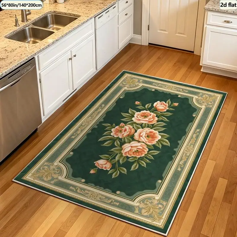 1 piece vintage floral woven rug, soft and comfortable, suitable for all seasons, easy to maintain, ideal for living room, bedroom, hallway, dining room, home decor, room decor, autumn, winter