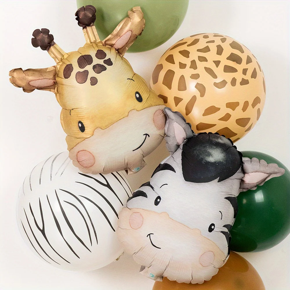 55 قطعة بالونات عيد ميلاد حيوانات سفاري الغابة راية للأطفال 1 سنة زينة حفلات أعياد الميلاد البرية واحدة خضراء اللاتكس الهيليوم Globos #2