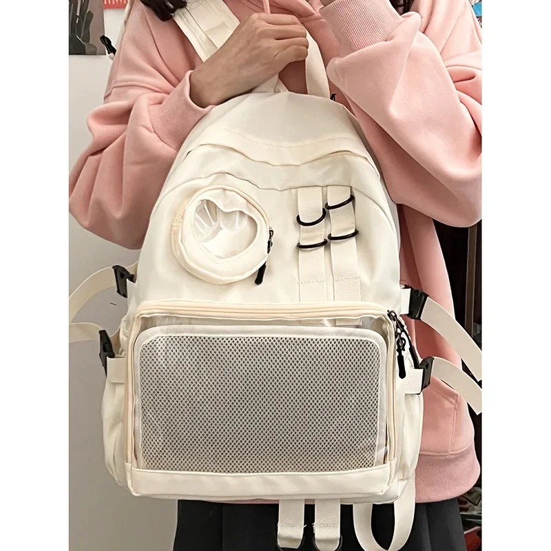 2024 Korean Kawaii Collage Style School Bag For Teenage Girl Itabag Backpack Transparent Love Heart JK Backpack Women Laptop Bag