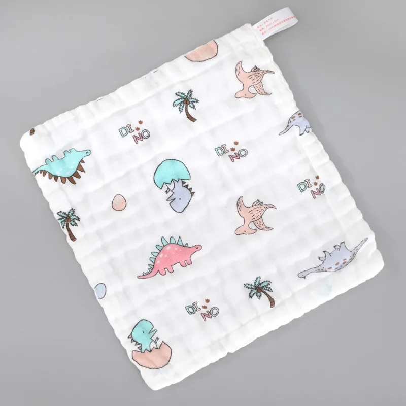 Cotton Baby Face Towel Six-layer Pure Cotton Square Towel Cartoon Printed Infant Face Towel Newborn Baby Feeding Burp Cloths - Image 5