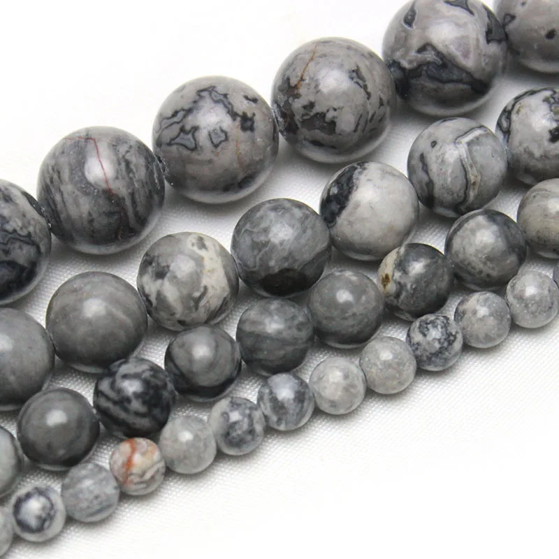 Perles de jaspe rondes en pierre naturelle pour la fabrication de bijoux, cordon de 15 pouces, taille au choix de 4, 6, 8, 10 et 12MM