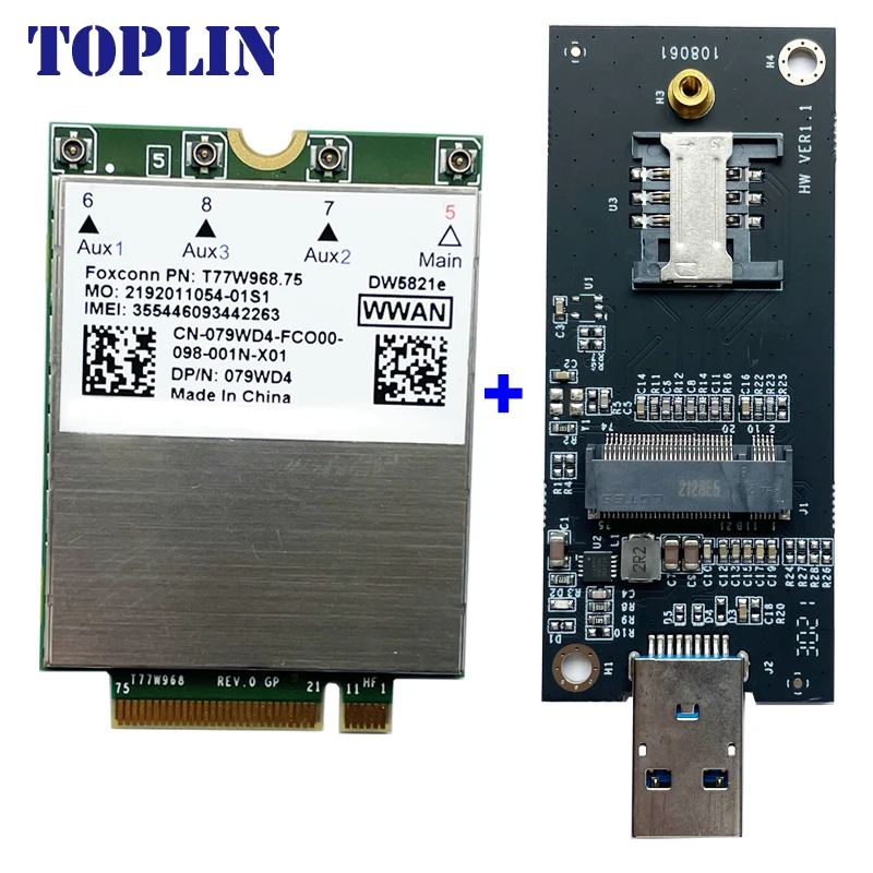 T77W968 DW5821e X20 LTE Cat16 1Gbps FDD-LTE TDD-LTE 4G Module For Dell 5420 5424 7424 7400 Laptop 4G Card USB Adapter