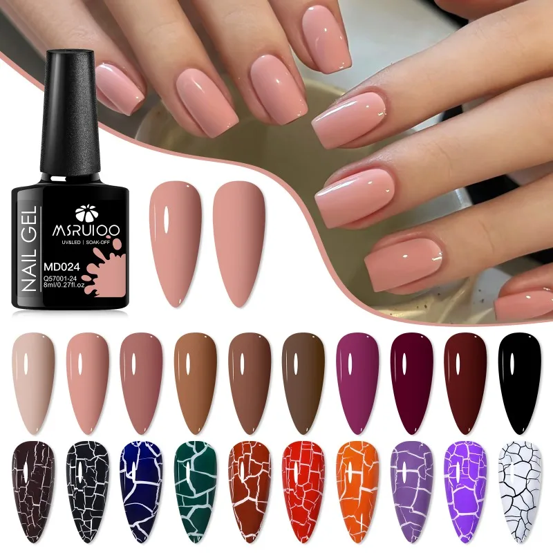 

20pcs Crackle Gel and Color Gel Nail Polish Set Red Brown Semi Permanent Soak Off UV LED Gel Varnish Manicure DIY Nail Supplies
