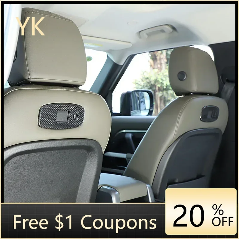 

Для Land Rover Defender 110 130 2020-24 настоящее углеродное волокно, спинка автомобильного сиденья, USB-порт, панель, рамка, отделка, внутренние автомобильные аксессуары