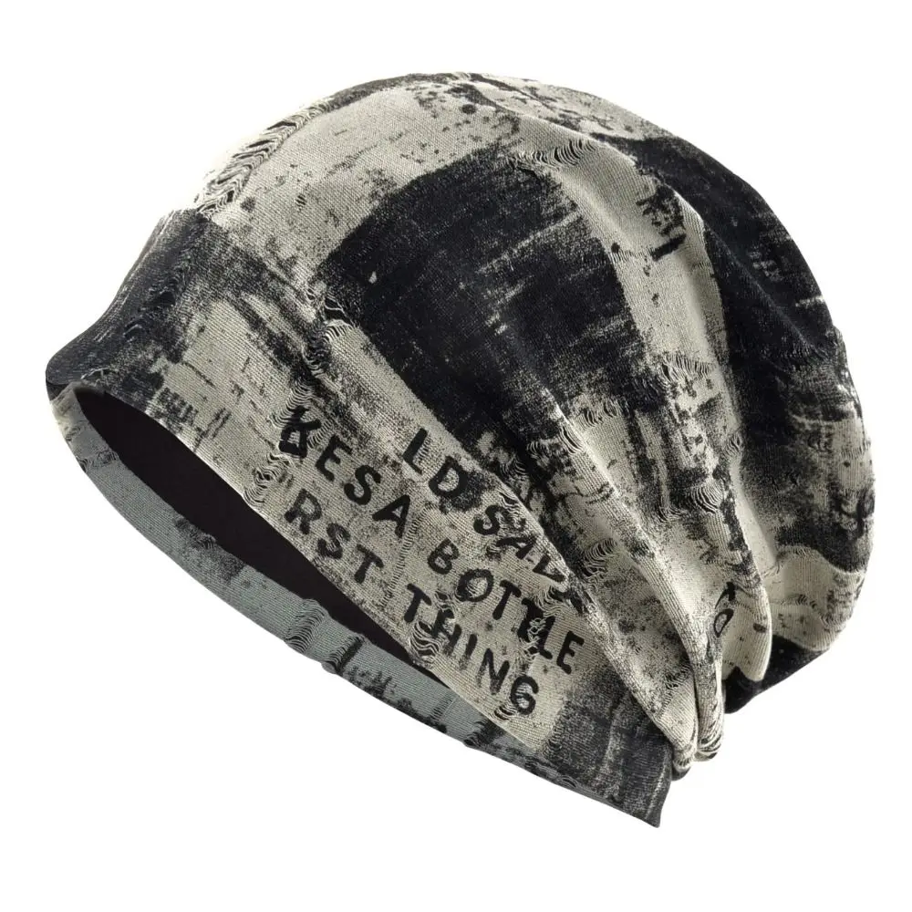 Vintage Graffiti Slouchy Beanie Hat Stretchy Tie-dye Lined Beanie Hip Hop Punk Streetwear Beanie For Men Women