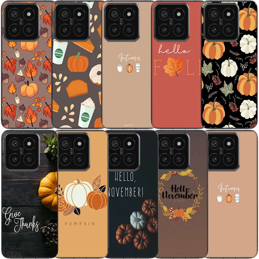 Pumpkin Happy Fall Clear Phone Case For Xiaomi Mi 13 12 12T 11 11T 10 10T Pro 11i 9 9T 8 Lite CC9E A3 A2 TPU Pattern Soft Fundas