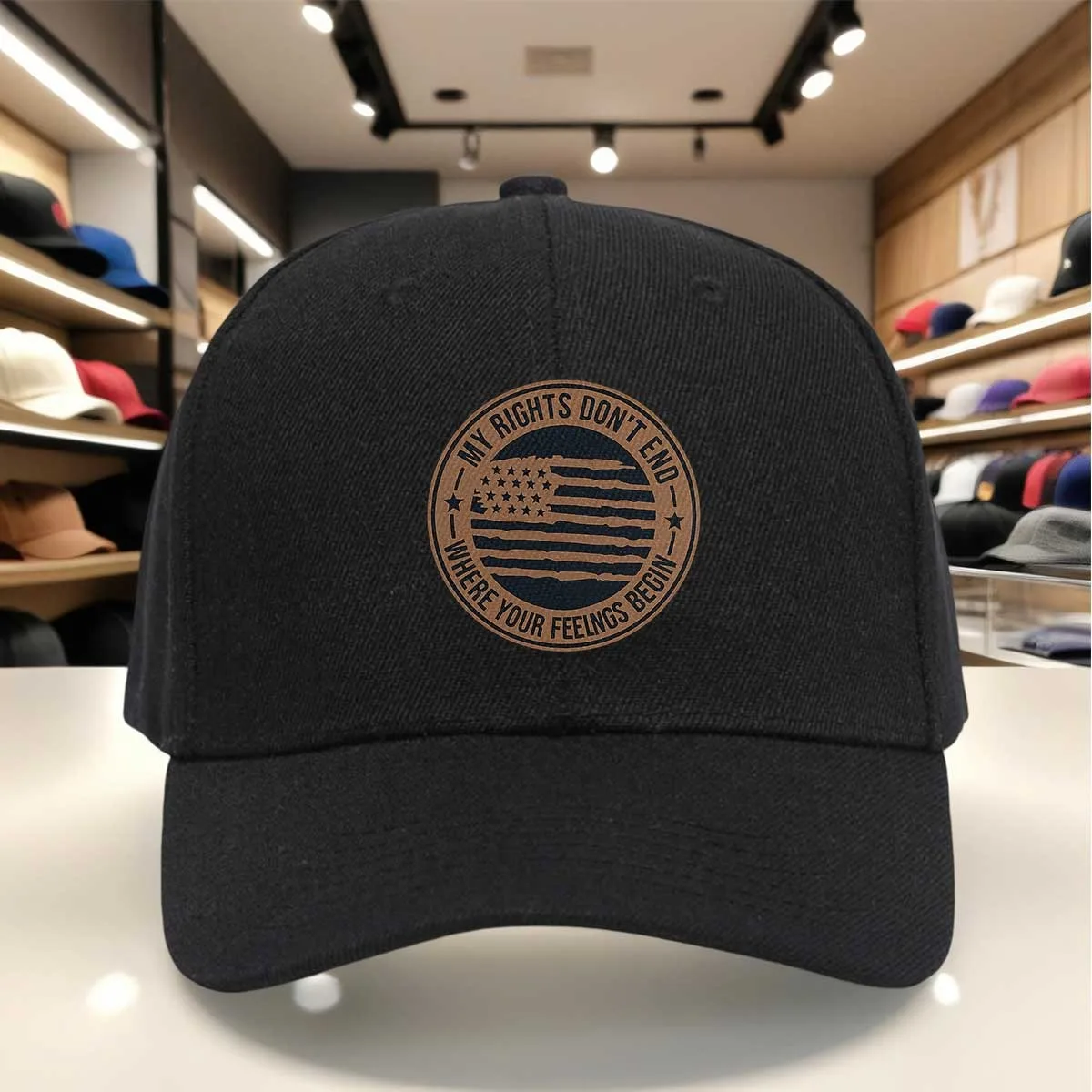 My Rights Don't End Where Your Feelings Begin Baseball Cap, USA Flag Adjustable Dad Hat