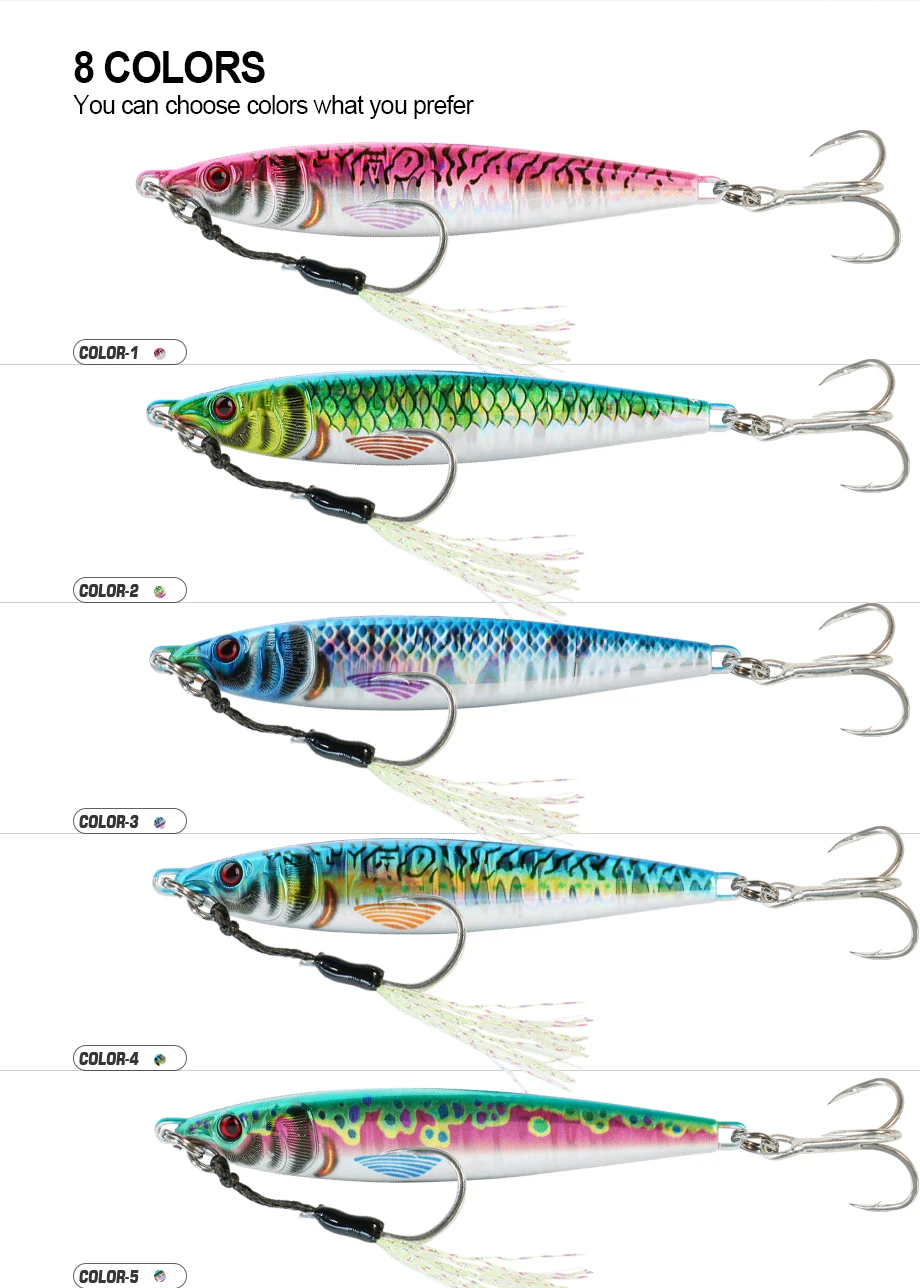 Fjord Metall Jig 20g 30g 40g 60g 3D-Druck Shore Casting Seefischerei Jigs Forelle Thunfisch Bass Salzwasser Angeln neue Köder liefert – Detail 8