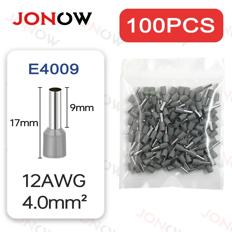 100PCS Röhren-Crimp-Klemmen Elektrokabel Aderendhülsen Steckverbinder E0508 E7508 E1008 E1508 E2508 E4009 E6012 Ringhülse – Detail 12