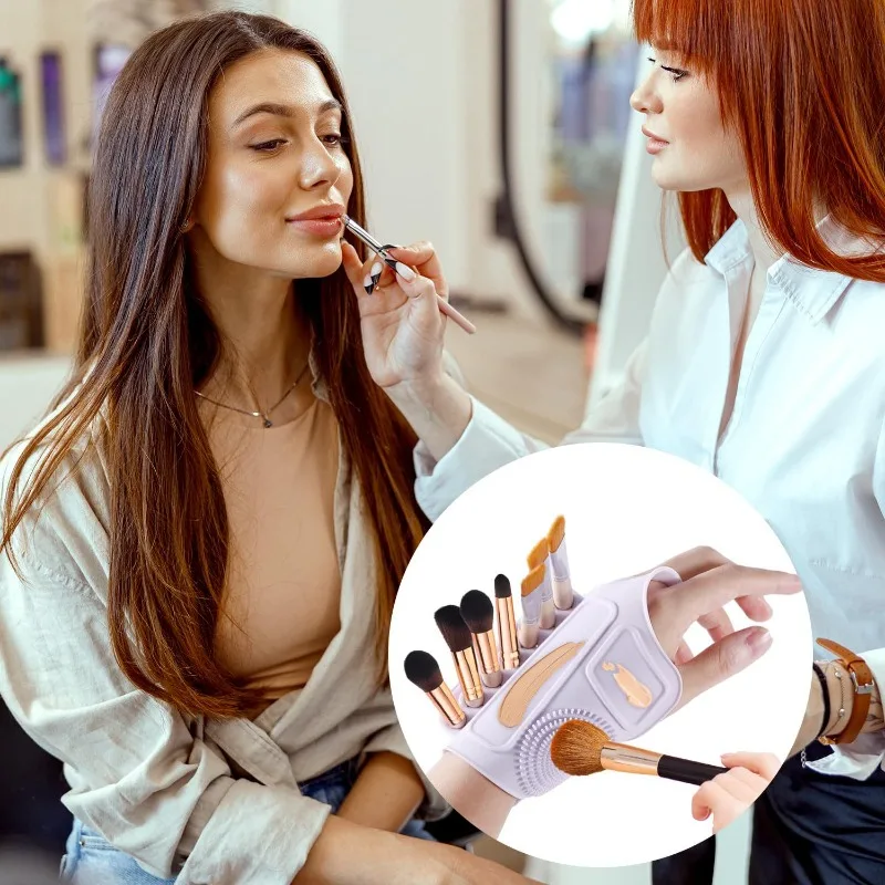 Silicone Makeup Band Wrist Strap Cosmetic Brush Holder Organizer With Cleaning Pad For Travel And Daily Beauty Essentials