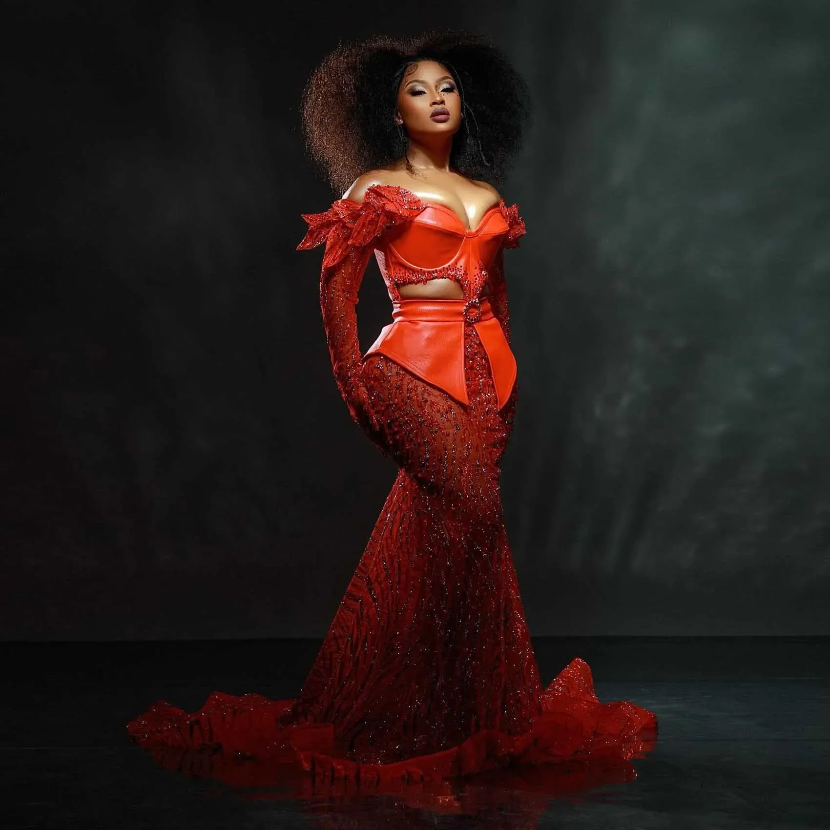 

Потрясающее черное свадебное платье Aso Ebi, кружевное платье для выпускного вечера с бисером, африканское свадебное блестящее платье с бисером на день рождения для женщин