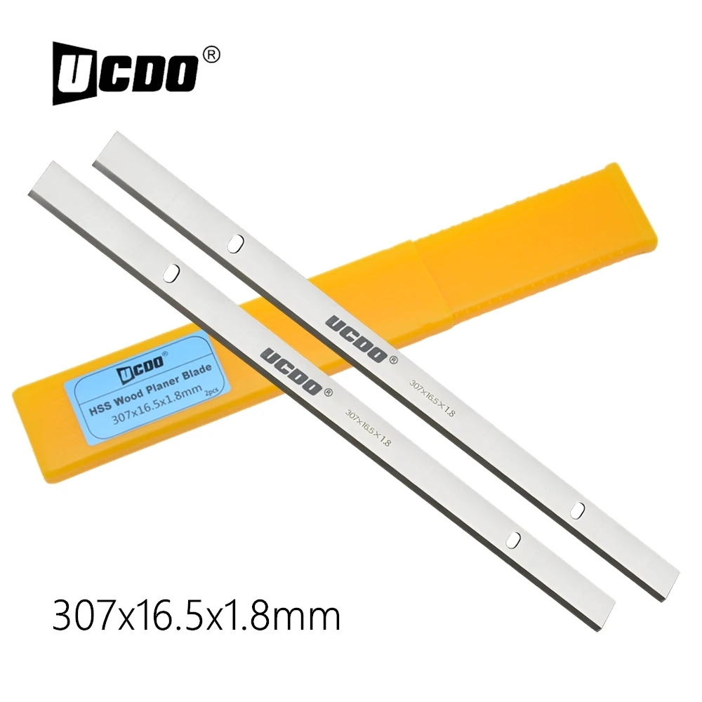 

UCDO 2pcs 12" Planer Knives 307x16.5x1.8mm HSS Thickness Planer Blades for Zubr РС-305 Woodworking Tools