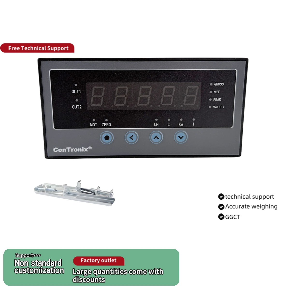 High Precision Weighing Indicator 160x80mm Load Cell Controller 220V AC 2 Relay Outputs for Pressure Force Measurement