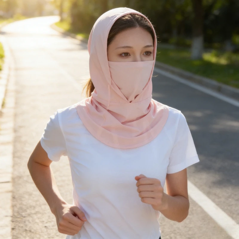 Sunscreen Mask, Hat, Integrated Neck Protection, Full Face UV Protection, Riding Suit, Head Cover, Ice Silk Scarf for Men