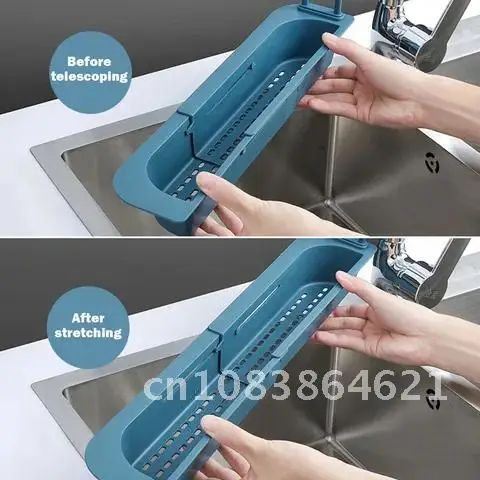 Adjustable Telescopic Sink Shelf Soap Sponge Drain Rack Expandable Drainer Sink Tray Holder Drain Basket Home Kitchen Storage