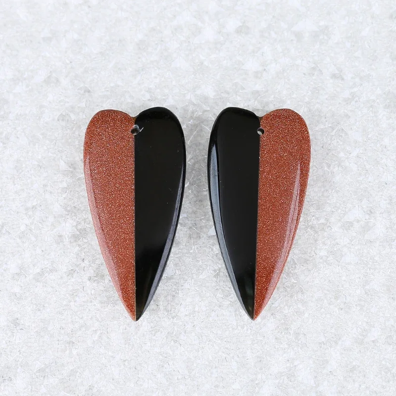 

1Pair Obsidian and Red Sand Sun Sitara Intarsia Earrings For Jewelry DIY Making Jewelry Accessories