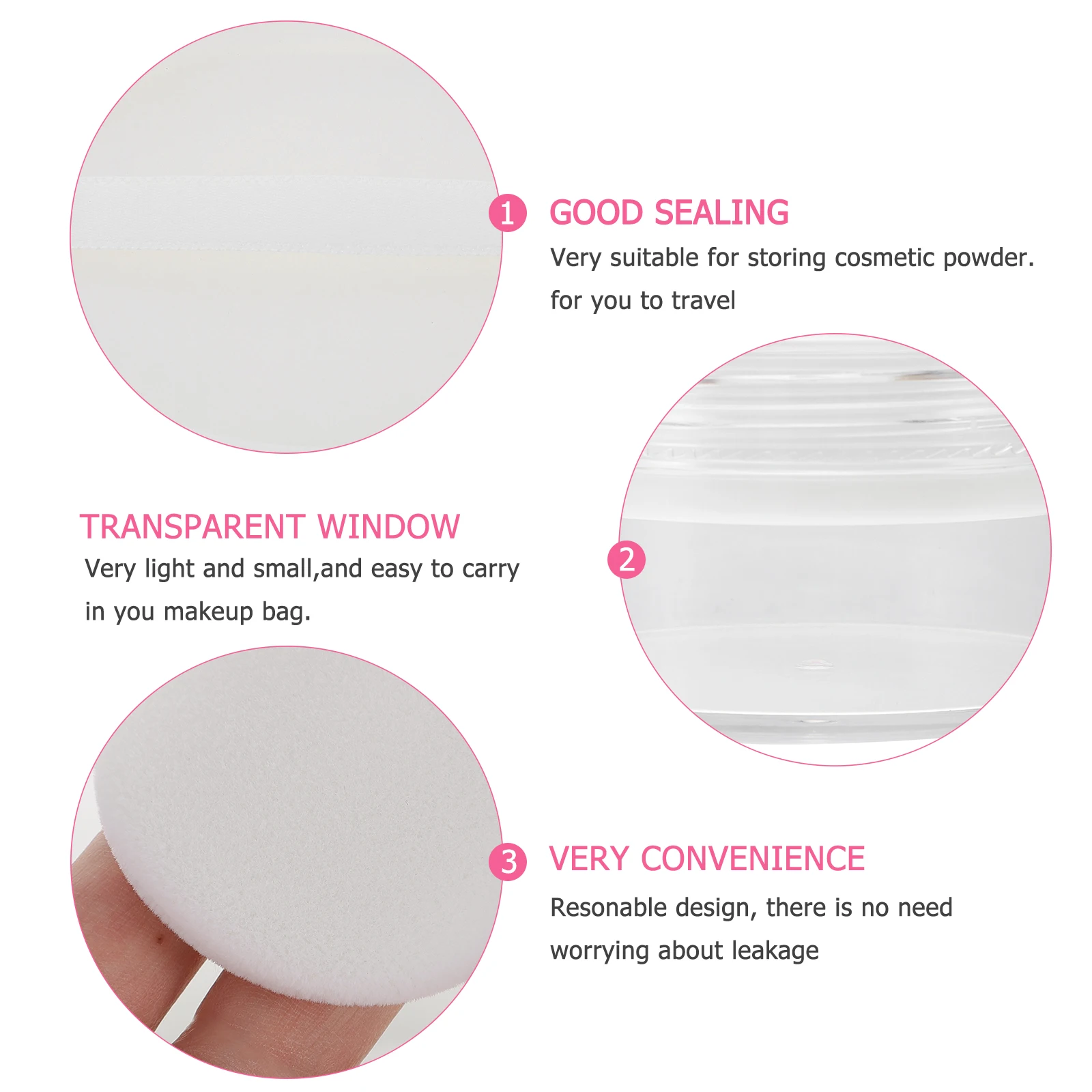 

3pcs Mini Loose Boxes Portable Makeup Powder Container Subpackage For Travel 50G Leakproof Design Light Small Durable