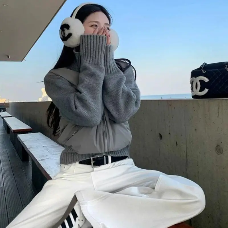 Menina inverno curto algodão-acolchoado jaqueta gola manter quente mulher moda preguiçoso solto topos engrossar nicho shorty puffer jaqueta