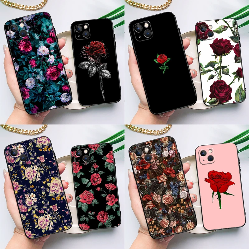 Red Roses Floral Case For Samsung Galaxy S24 S26 Ultra S21 S22 S20 S23 S25 Ultra Plus S10 S25 FE Cover Funda