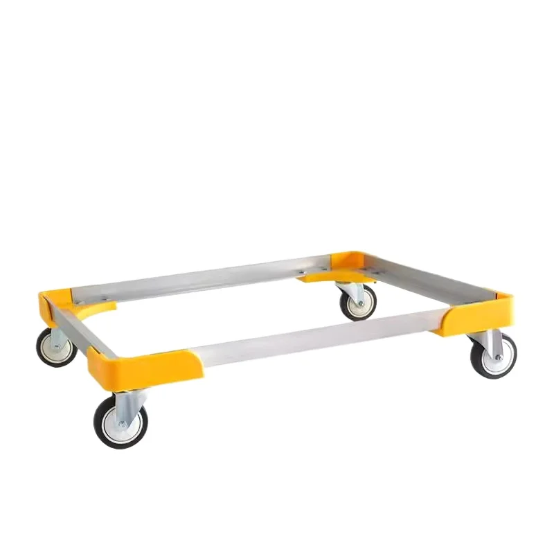 Warehouse turnover box handling truck, handcart cart, flatbed truck, aluminum alloy hollow frame turnover four-wheel truck