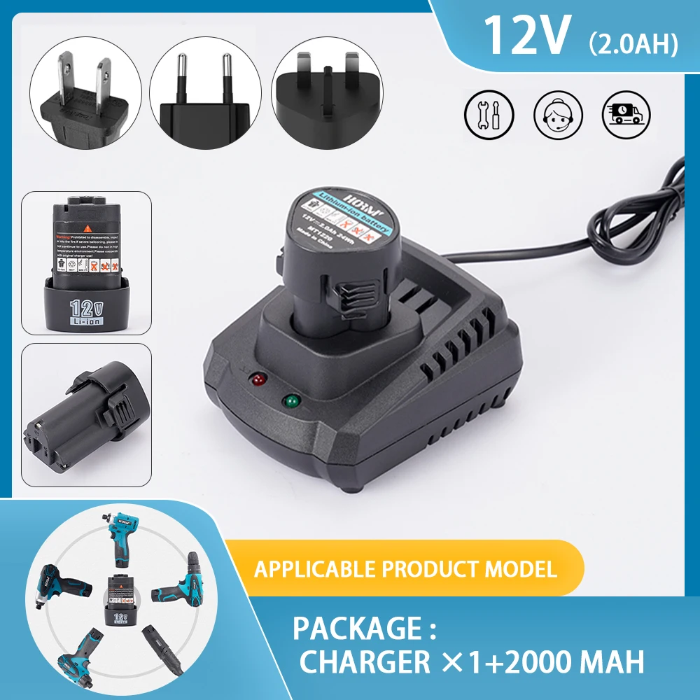 

12V Rechargeable Li-ion Lithium Battery 2000mAh Electric Screwdriver Drill Chainsaw Power Tools Battery For Makita Interface