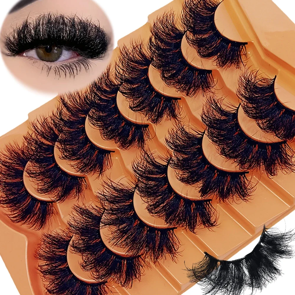 

7 Pairs Faux Mink Fluffy Russian Strip Lashes 3D Fake Lashes Makeup Messy False Eyelashes Fluffy Thick Lashes