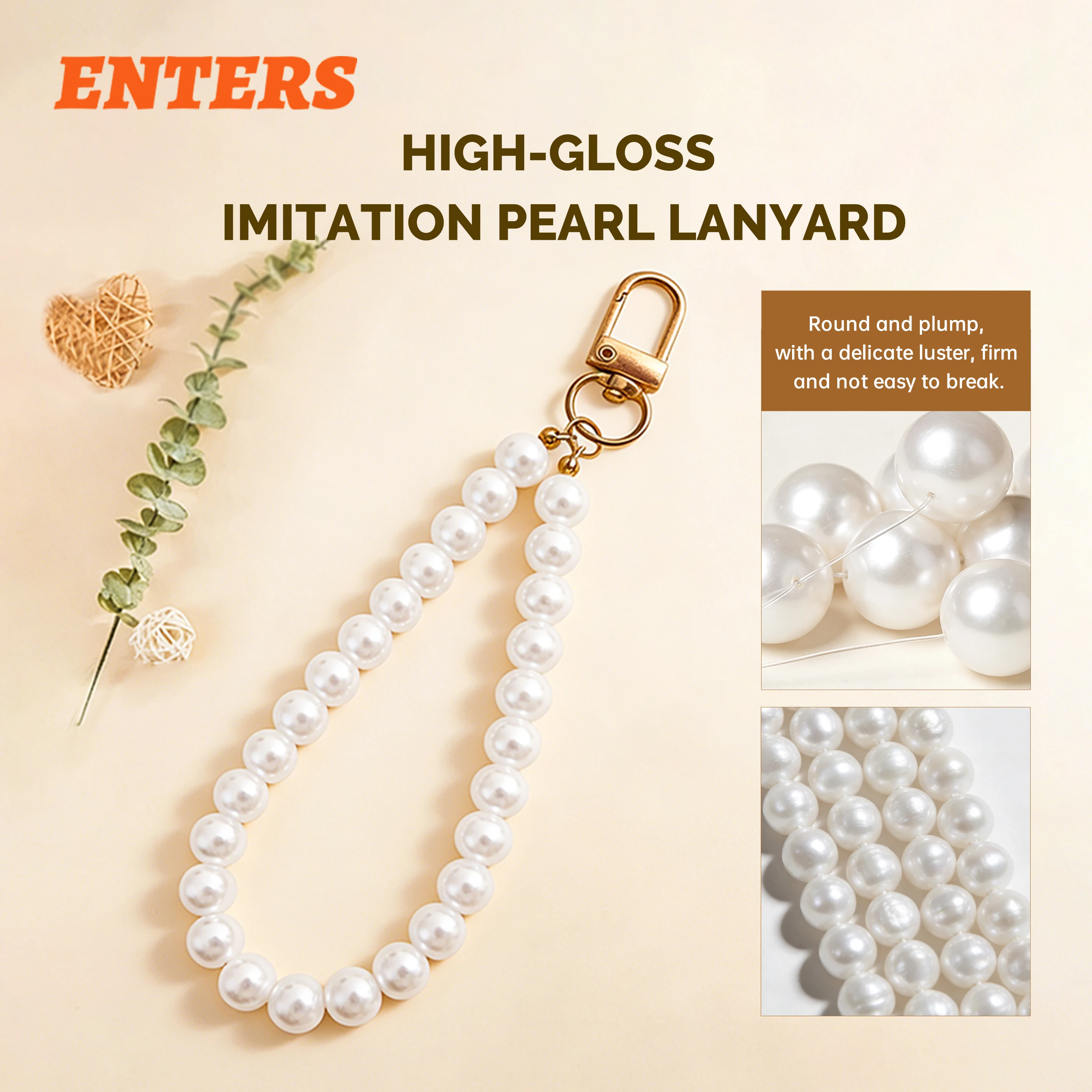100 Sets Pearl String & Acrylic Photo Frame DIY Keychain Accessories