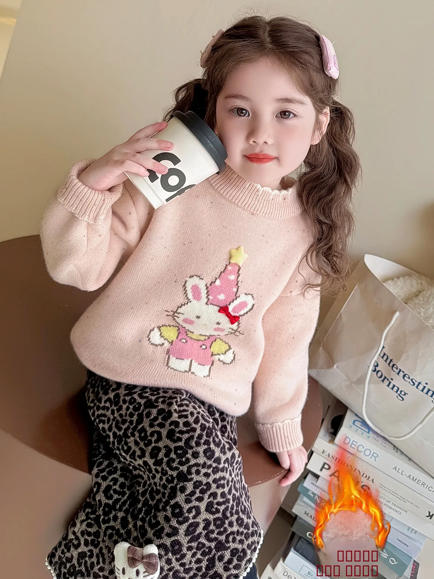 Fce gevoerde gebreide trui voor meisjes Baby Faionable Winterkleding rond Ne Long Sve Regular Fit Knitwear