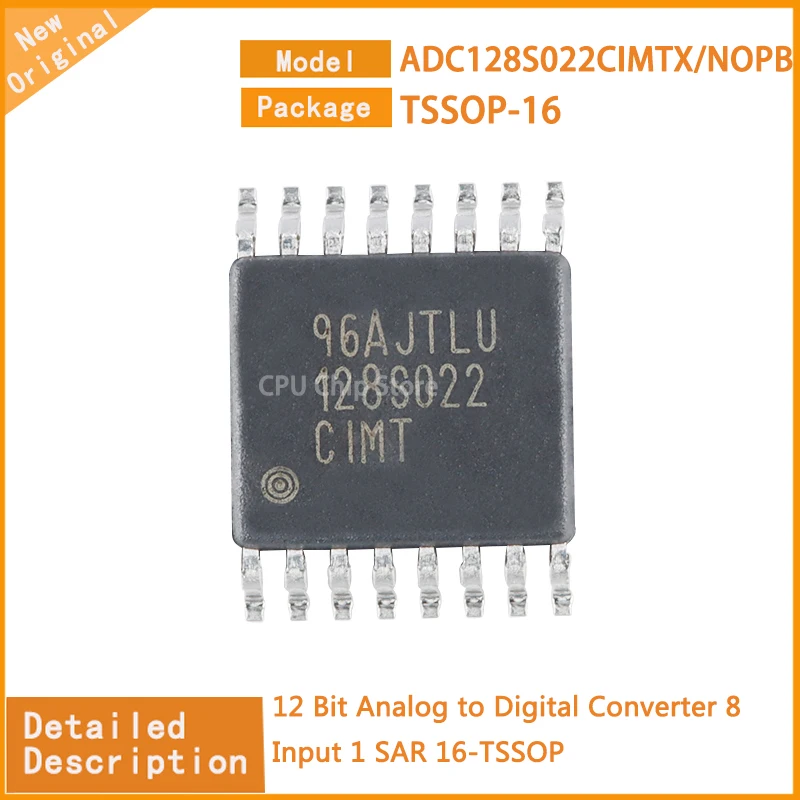 5Pcs/Lot  New Original  ADC128S022CIMTX/NOPB ADC128S022  12 Bit Analog to Digital Converter 8 Input 1 SAR 16-TSSOP